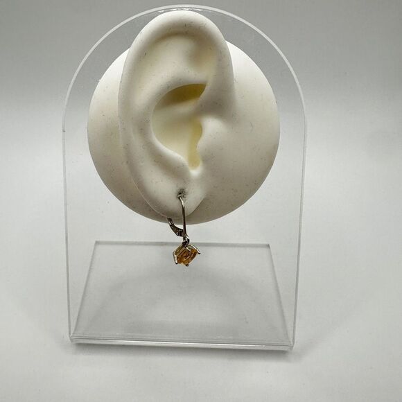 1" sterling silver lever back, princess cut citrine dangle earrings! - Picture 9 of 12